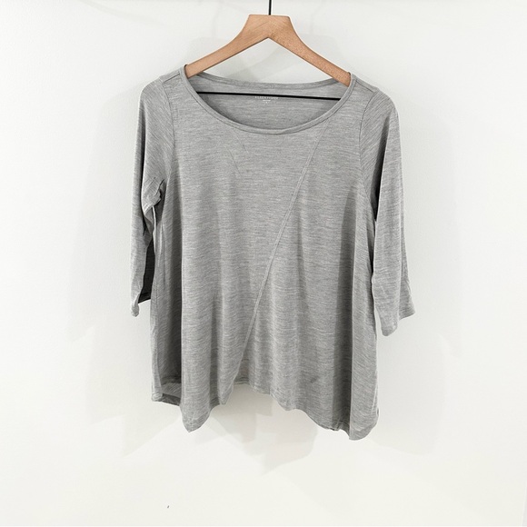 Eileen Fisher 3/4 Sleeve Asymmetric Hem Silk Cotton Tunic Gray Size Small - Picture 2 of 6